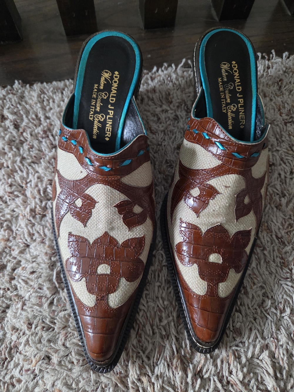 Donald J. Pliner Western Couture Leather Slip-On Shoes - Picture 1 of 7